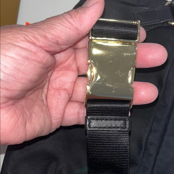 Tumi Madison Black Nylon Belt Bag with Gold Hardware Accents - Picture 15 of 16